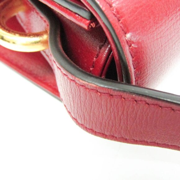 GUCCI Red Leather GG Marmont Shoulder Bag - Picture 12 of 16
